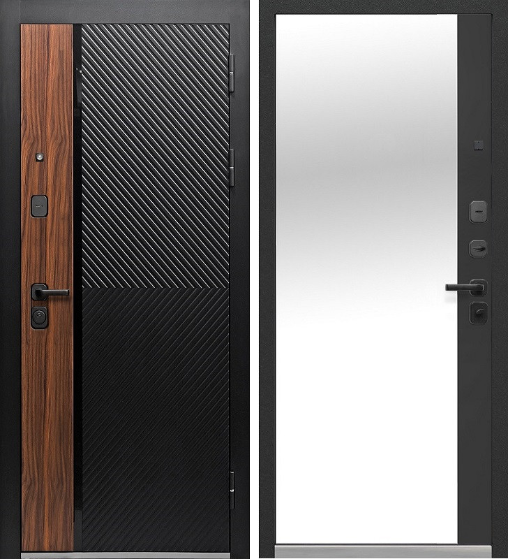 LUXOR 2МДФ Дуб диагональ зеркало Орех каньон коньяк / Сатин черный